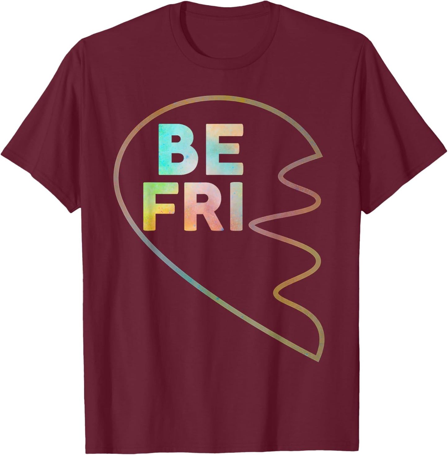 BFF 1 Heart in 2 Best Friends Matching 1st Part T-Shirt - T-Shirt | Maroon