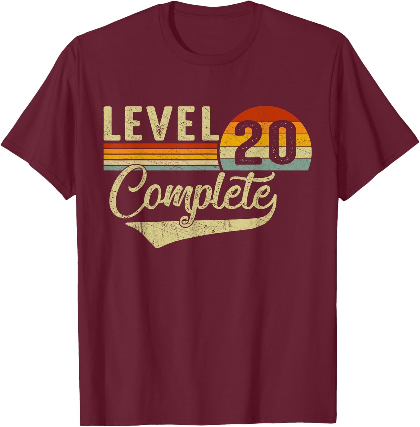 Level 20 Complete Retro Video Gamers Couple 20th Anniversary T-Shirt - T-Shirt | Maroon