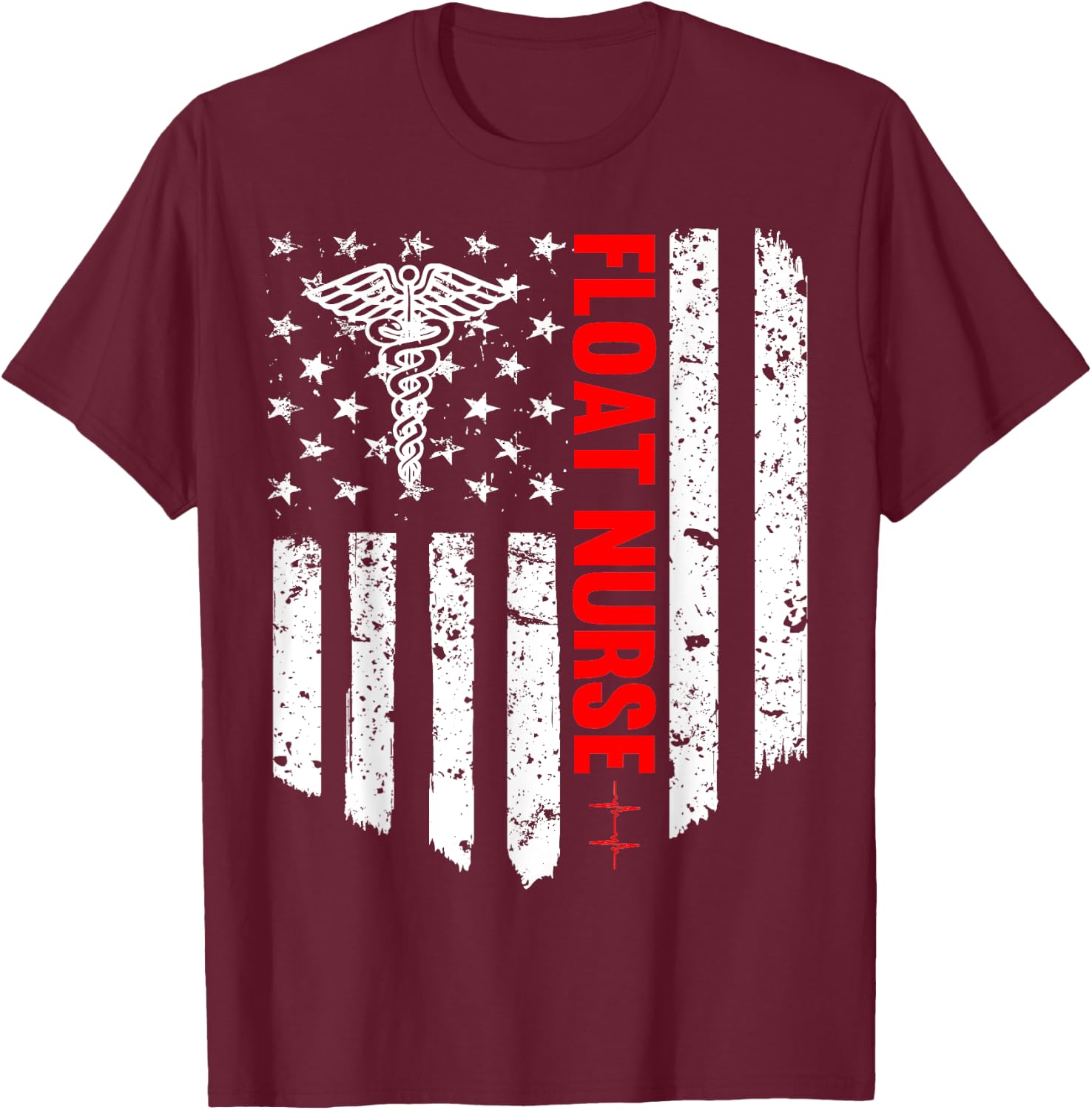 Float Nurse American Flag Patriotic RN Registered Nurse Gift Men T-Shirt - T-Shirt | Maroon