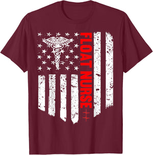 Float Nurse American Flag Patriotic RN Registered Nurse Gift Men T-Shirt - T-Shirt | Maroon