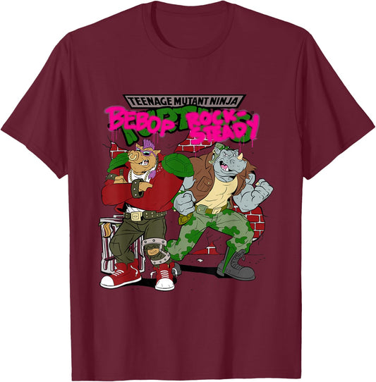 TMNT Bebop and Rocksteady Graffiti Small T-Shirt - T-Shirt | Maroon