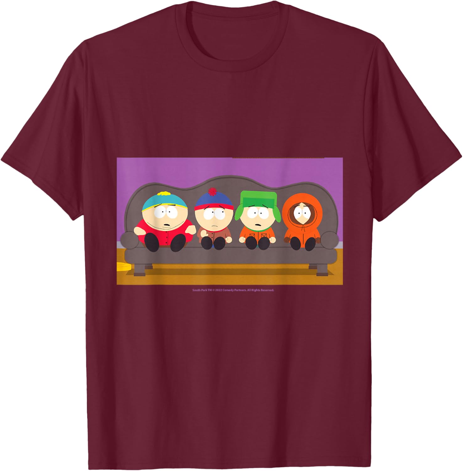 South Park Gang On A Couch T-Shirt - T-Shirt | Maroon