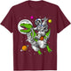 Space Astronaut Riding T-Rex Dinosaur Funny Dinosaur T-Shirt - T-Shirt | Maroon