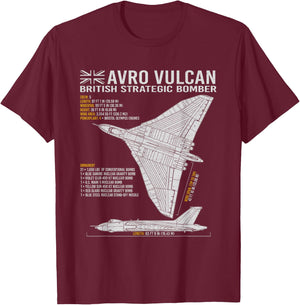Vulcan Bomber RAF Airplane Aircraft War Tarpaulin Blueprint T-Shirt - T-Shirt | Maroon