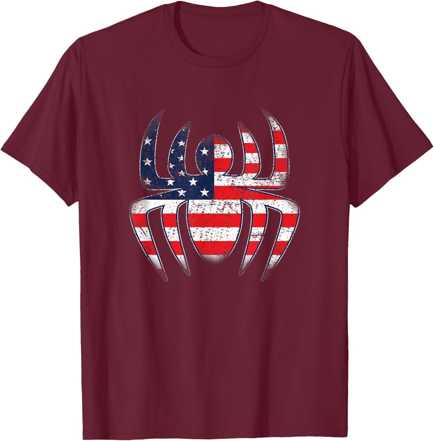 Kids Spider American Flag Cool 4th of July Vintage Graphic T-Shirt - T-Shirt | Maroon