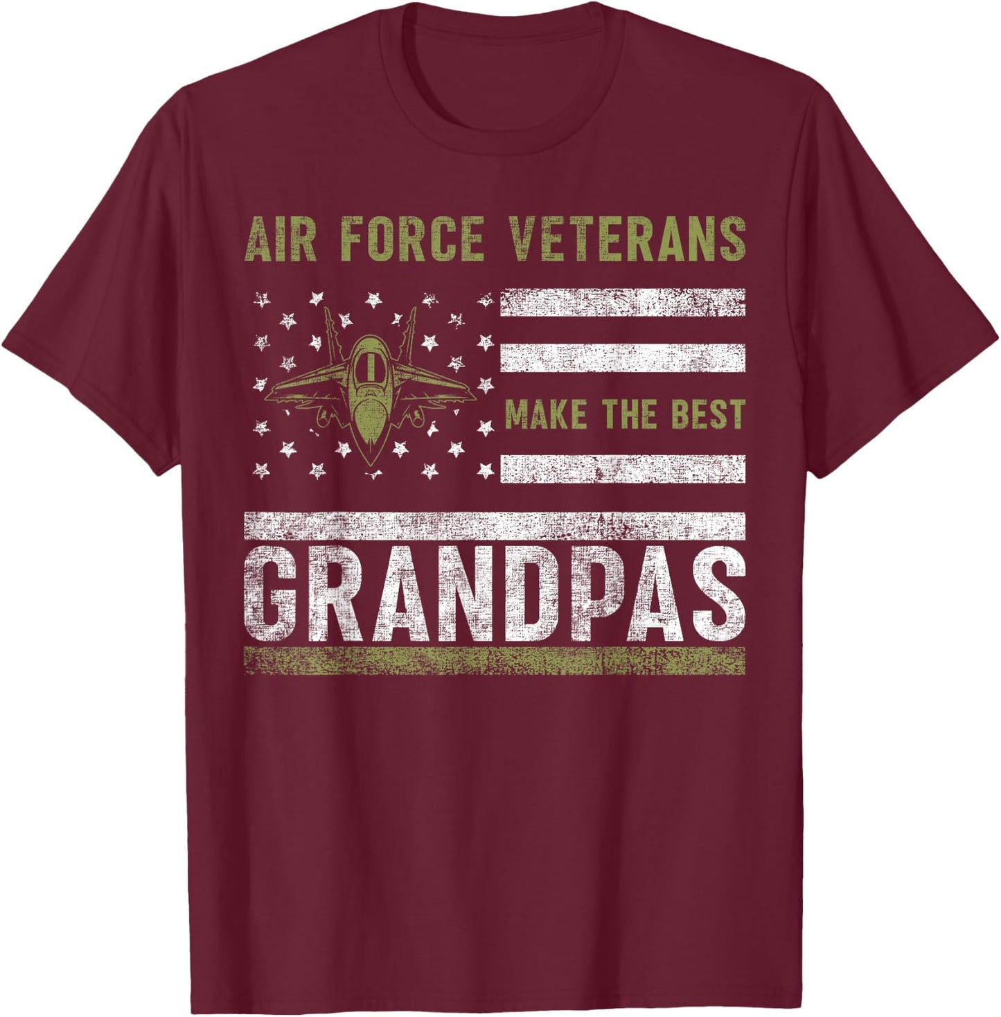 Air Force Veterans Make The Best Grandpas Memorial USA Flag T-Shirt - T-Shirt | Maroon