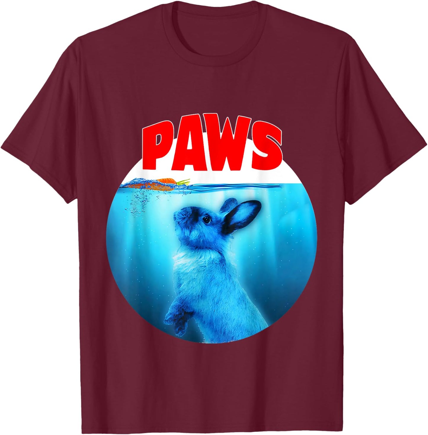 Paws Jaws Rabbit Carrot Funny Bunny Lovers Gifts Fun Parody T-Shirt - T-Shirt | Maroon