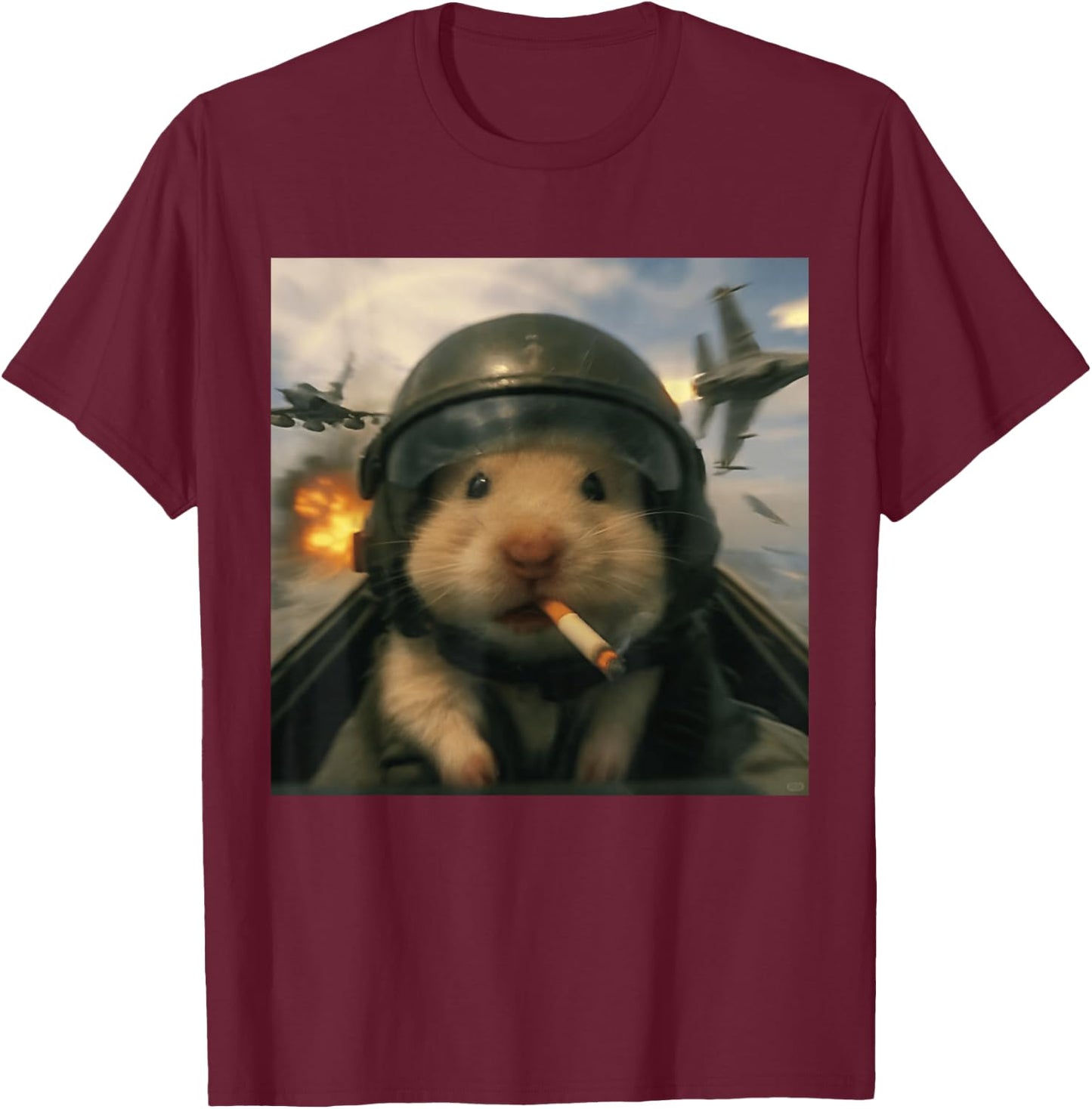Silly Hamster Pilot Gen Alpha Pet Humor Fighter Jet Boys T-Shirt - T-Shirt | Maroon
