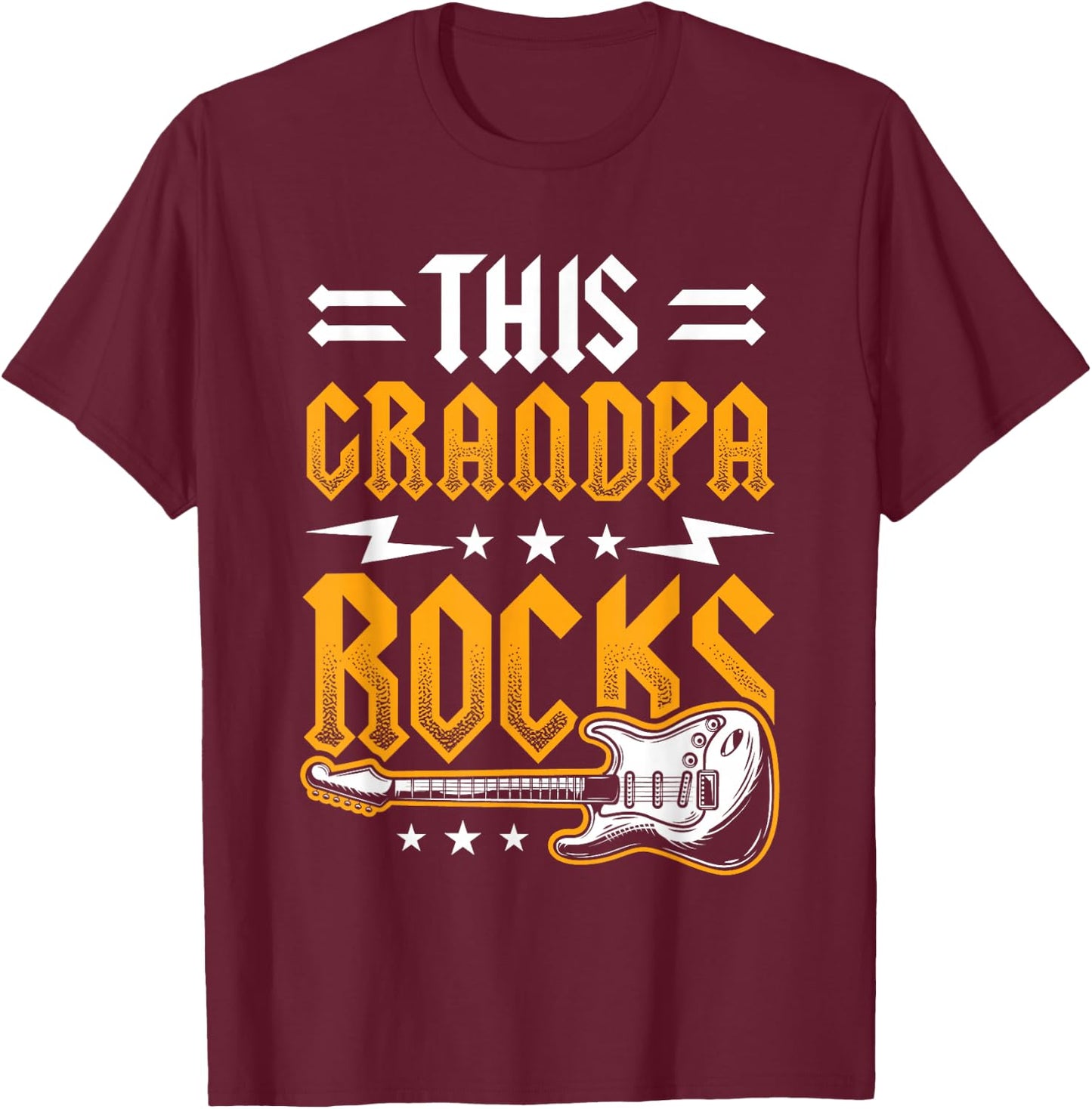 This Grandpa Rocks Grandpa Guitars T-Shirt - T-Shirt | Maroon