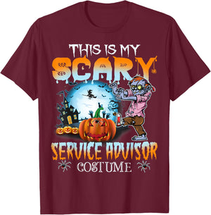 This Is My Scary Service Advisor Costume Pumpkin Halloween T-Shirt - T-Shirt | Maroon