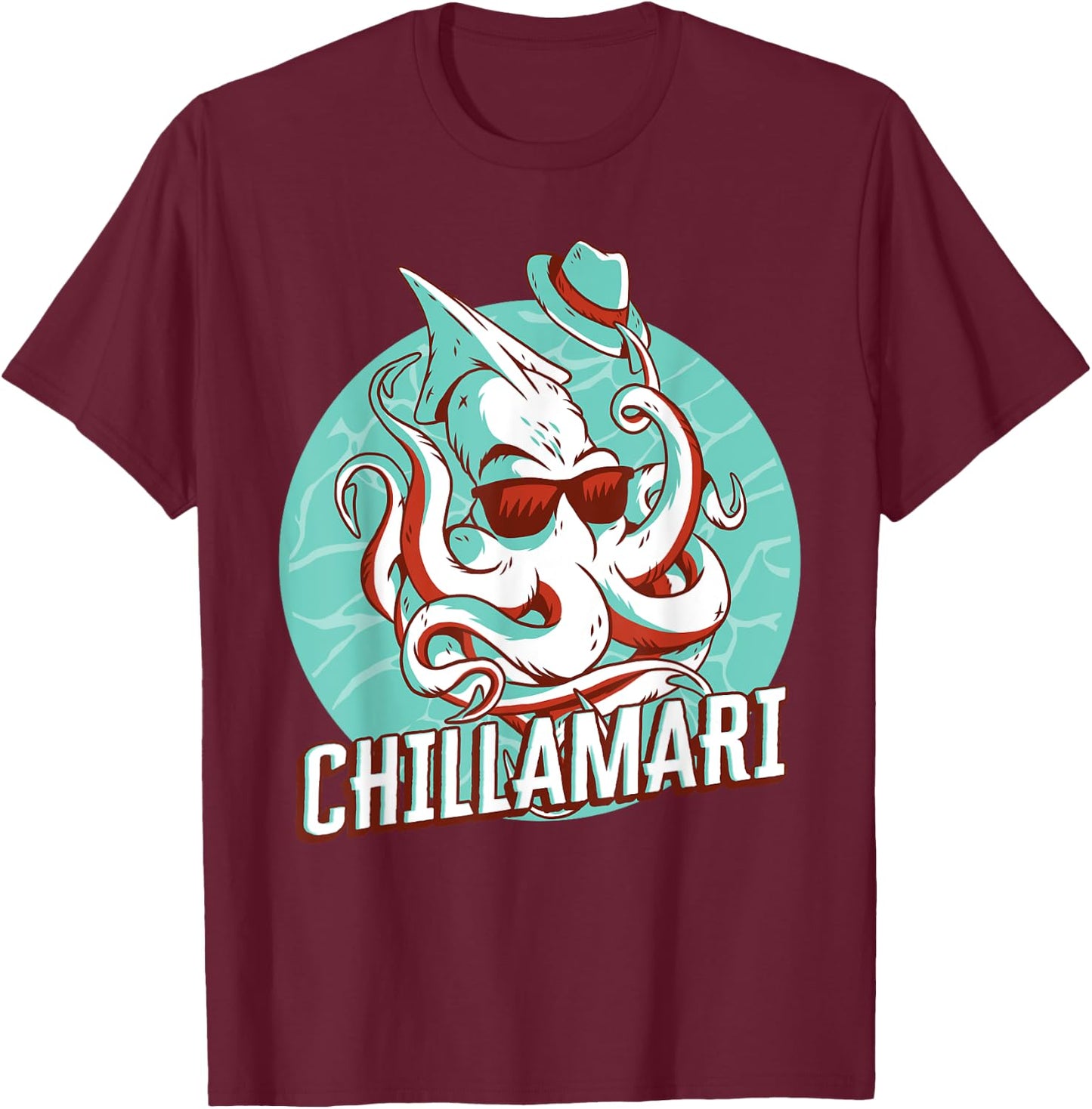 Chillamari Calamari Squid T-Shirt - T-Shirt | Maroon