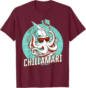Chillamari Calamari Squid T-Shirt - T-Shirt | Maroon