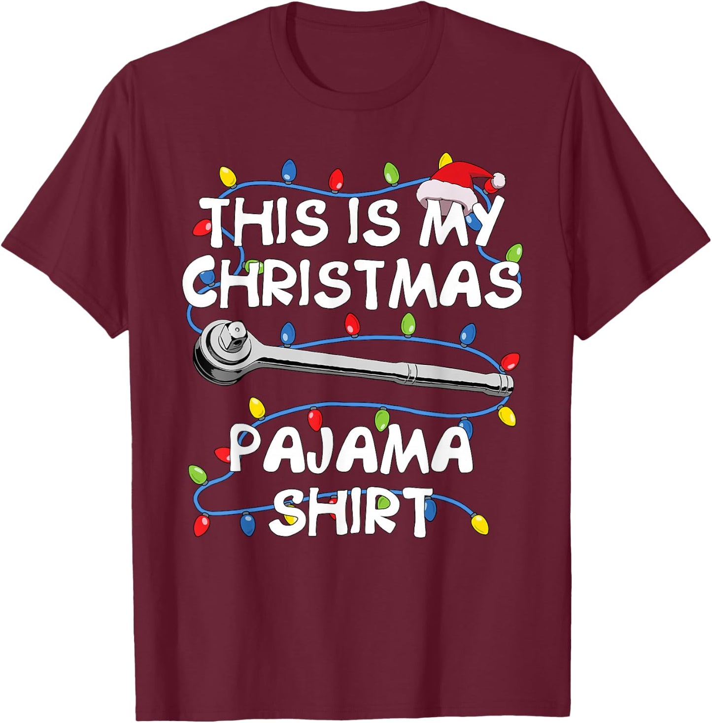 Preetes Men's Christmas Auto Mechanic T-Shirt - T-Shirt | Maroon