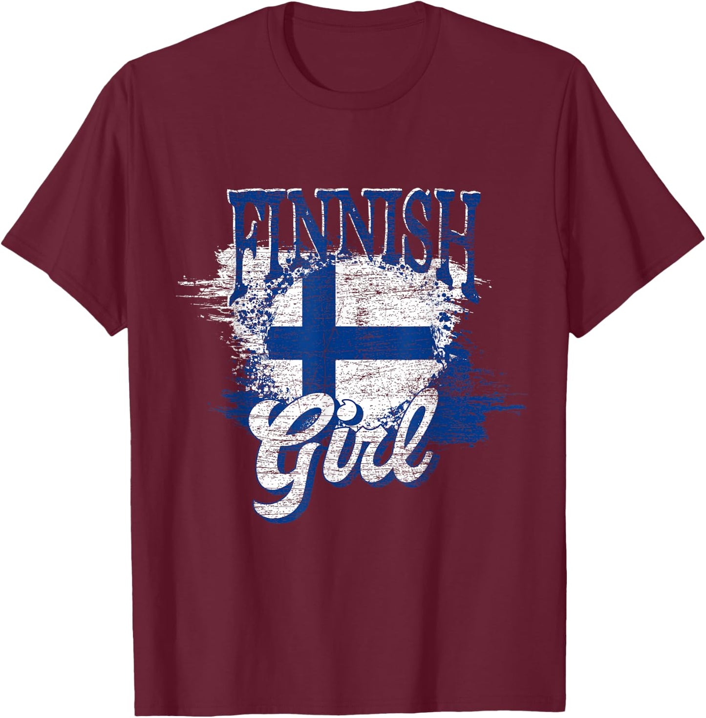 Finnish Girl Scandinavia Finnish Flag Finland T-Shirt - T-Shirt | Maroon