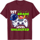 Back To School 1st Grade Level Unlocked Gamer Boys Kids T-Shirt - T-Shirt | Maroon