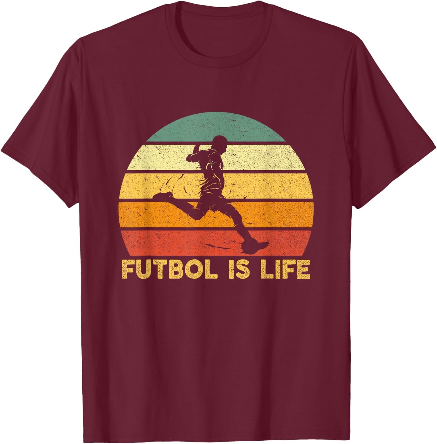 Futbol is Life Retro Vintage Soccer Player Costume T-Shirt - T-Shirt | Maroon
