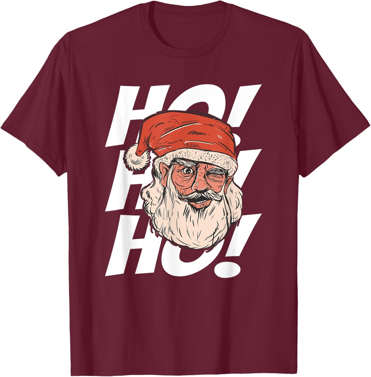Merry Christmas Cool Santa Claus Ho! Ho! Ho! T-Shirt - T-Shirt | Maroon