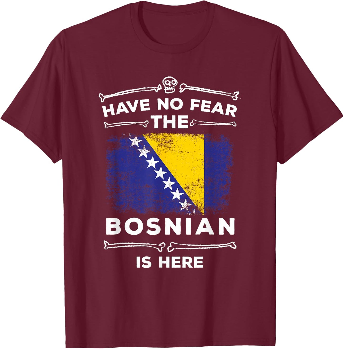 Funny Bosnia Shirt Bosnian Flag Bosnia and Herzegovina Roots T-Shirt - T-Shirt | Maroon