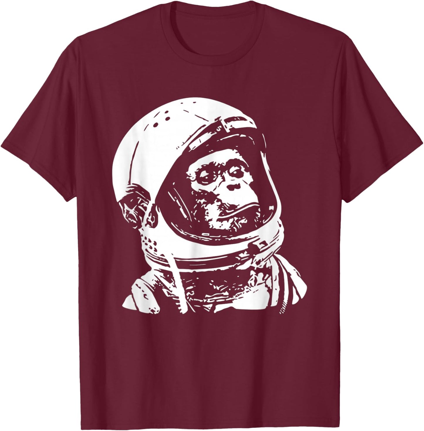 Vintage Space Travel Astronaut Monkey T-Shirt - T-Shirt | Maroon