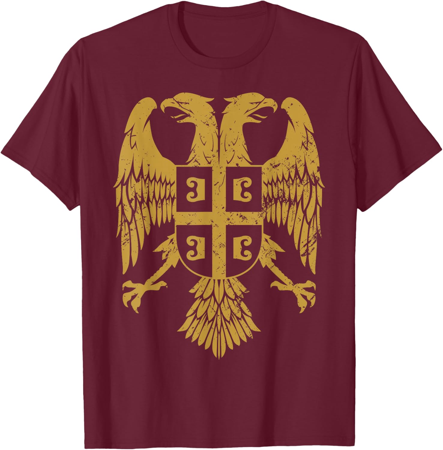 Serbian Double Headed Eagle a Serbia Coat of Arms Fan T-Shirt - T-Shirt | Maroon