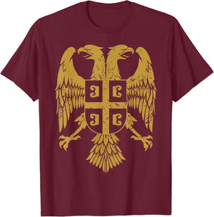 Serbian Double Headed Eagle a Serbia Coat of Arms Fan T-Shirt - T-Shirt | Maroon