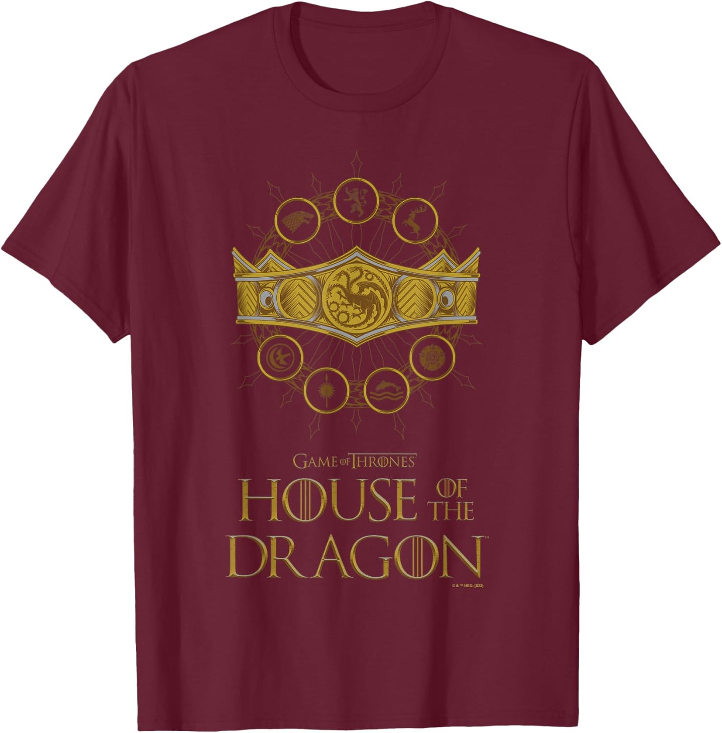 House of the Dragon Group Shot House Crests Crown V2 T-Shirt - T-Shirt | Maroon