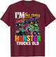 I'm This Many Monster Trucks Old 4th Birthday Boy T-Shirt - T-Shirt | Maroon