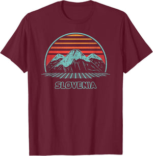 Slovenia Retro Vintage 80s Style T-Shirt - T-Shirt | Maroon