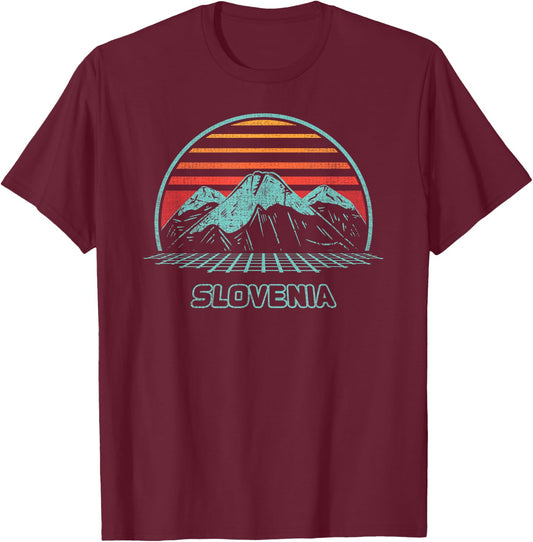 Slovenia Retro Vintage 80s Style T-Shirt - T-Shirt | Maroon