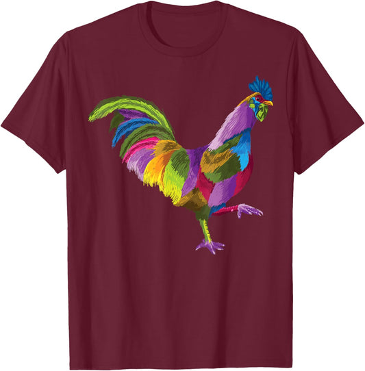 colorful rooster art gifts for lover Roosters Farm or Bird T-Shirt - T-Shirt | Maroon