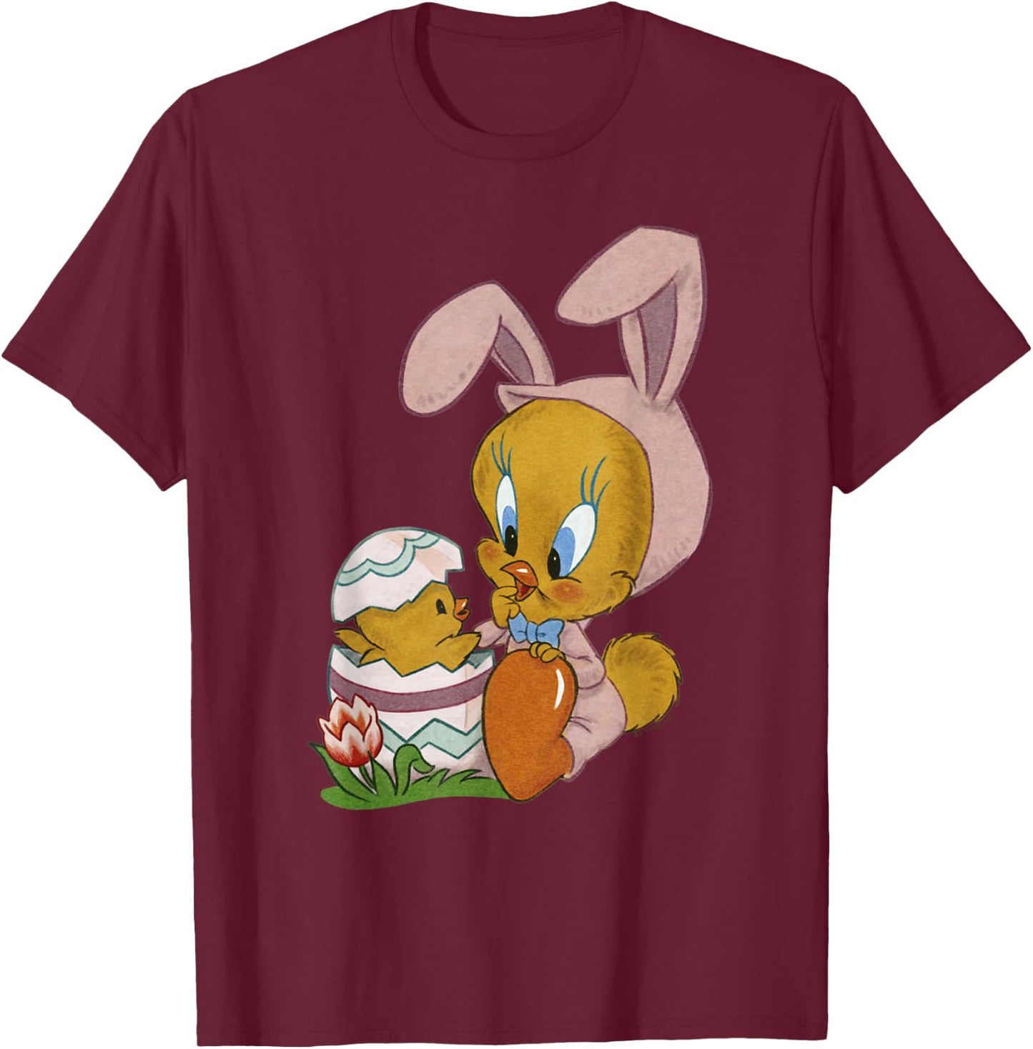 Looney Tunes Easter Bunny Tweety Bird T-Shirt - T-Shirt | Maroon