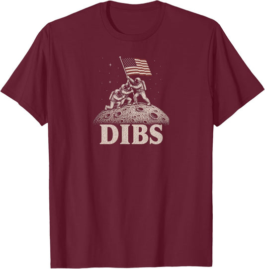 Moon Astronaut Dibs Artemis Lunar Mission Space Science Art T-Shirt - T-Shirt | Maroon