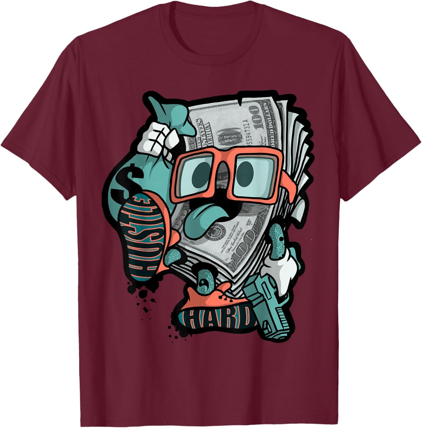 Hustle Hard Hip Hop T-Shirt - T-Shirt | Maroon