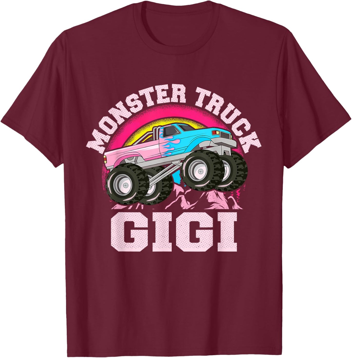 Monster Truck Gigi Matching Family Monster Truck Grandma T-Shirt - T-Shirt | Maroon