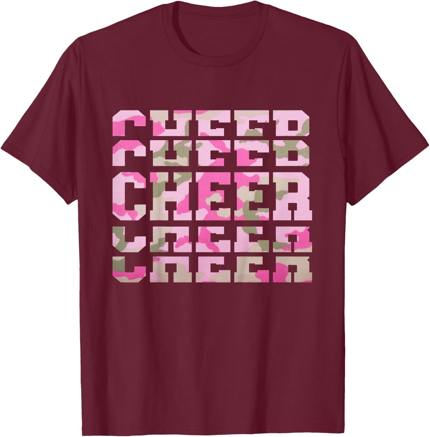 Kids Cute Camo Cheerleading for Cheerleader Squad Girl BFF Cheer T-Shirt - T-Shirt | Maroon