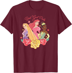 Disney Princess Rapunzel Ariel Tiana Best Gal Pals Valentine T-Shirt - T-Shirt | Maroon