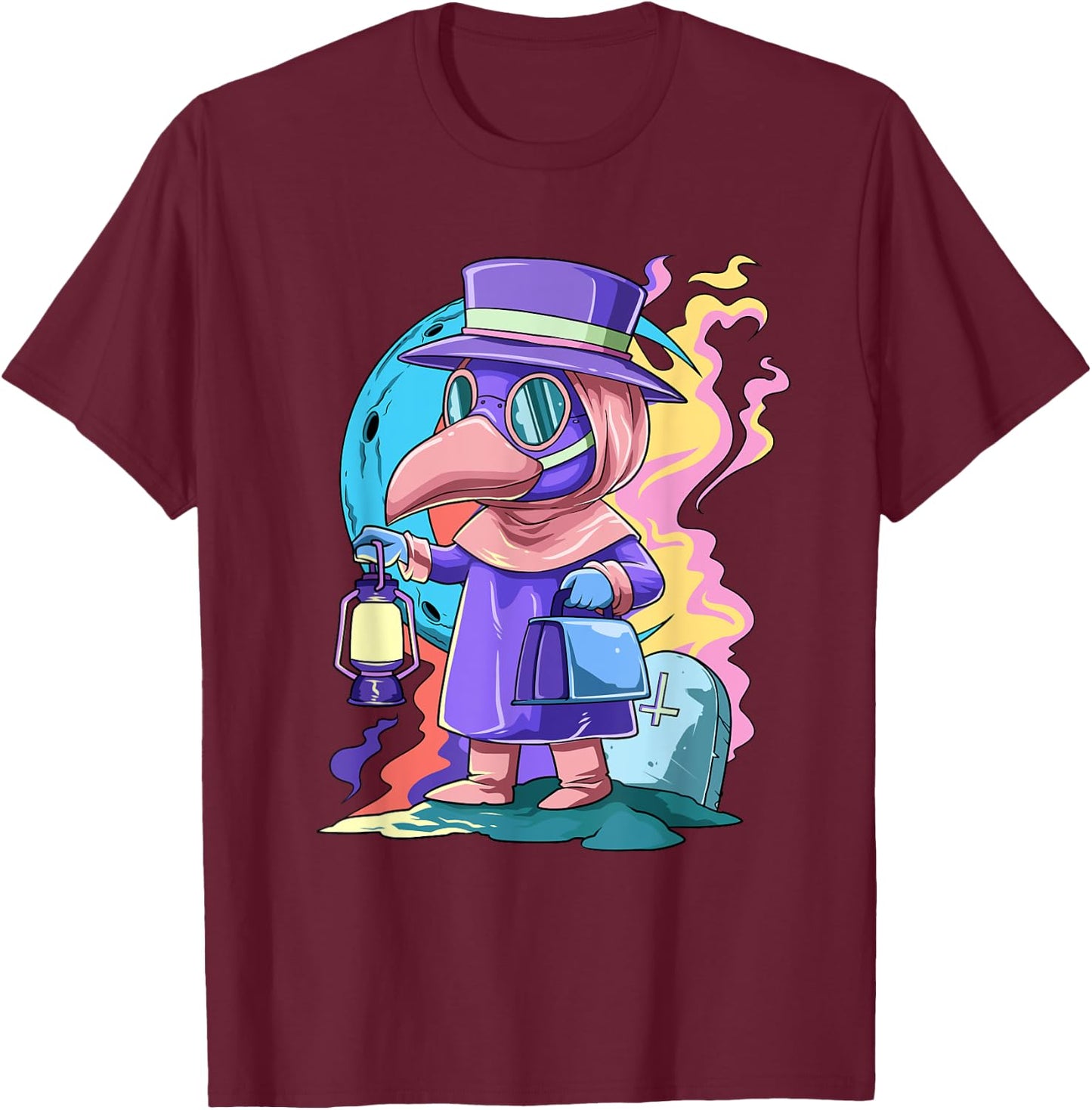 Kawaii Plague Doctor Pastel Goth Medieval T-Shirt - T-Shirt | Maroon