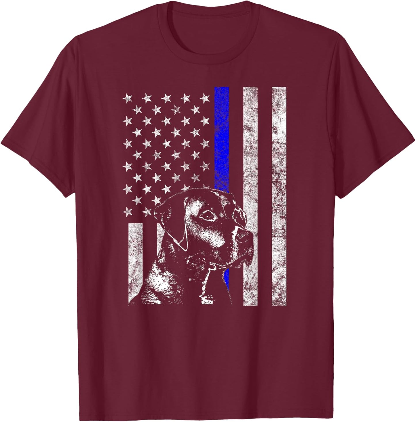 Blue Line Flag K-9 Labrador Retriever Police Dog T-Shirt - T-Shirt | Maroon