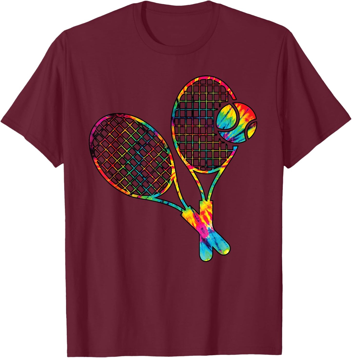 Tennis Tie Dye Rainbow Kids Boys Teenage Men Girls Cool T-Shirt - T-Shirt | Maroon