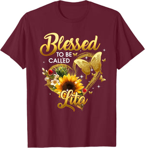 Blessed To Be Called Lita Grandma Sunflower Mothers Day 2022 T-Shirt - T-Shirt | Maroon