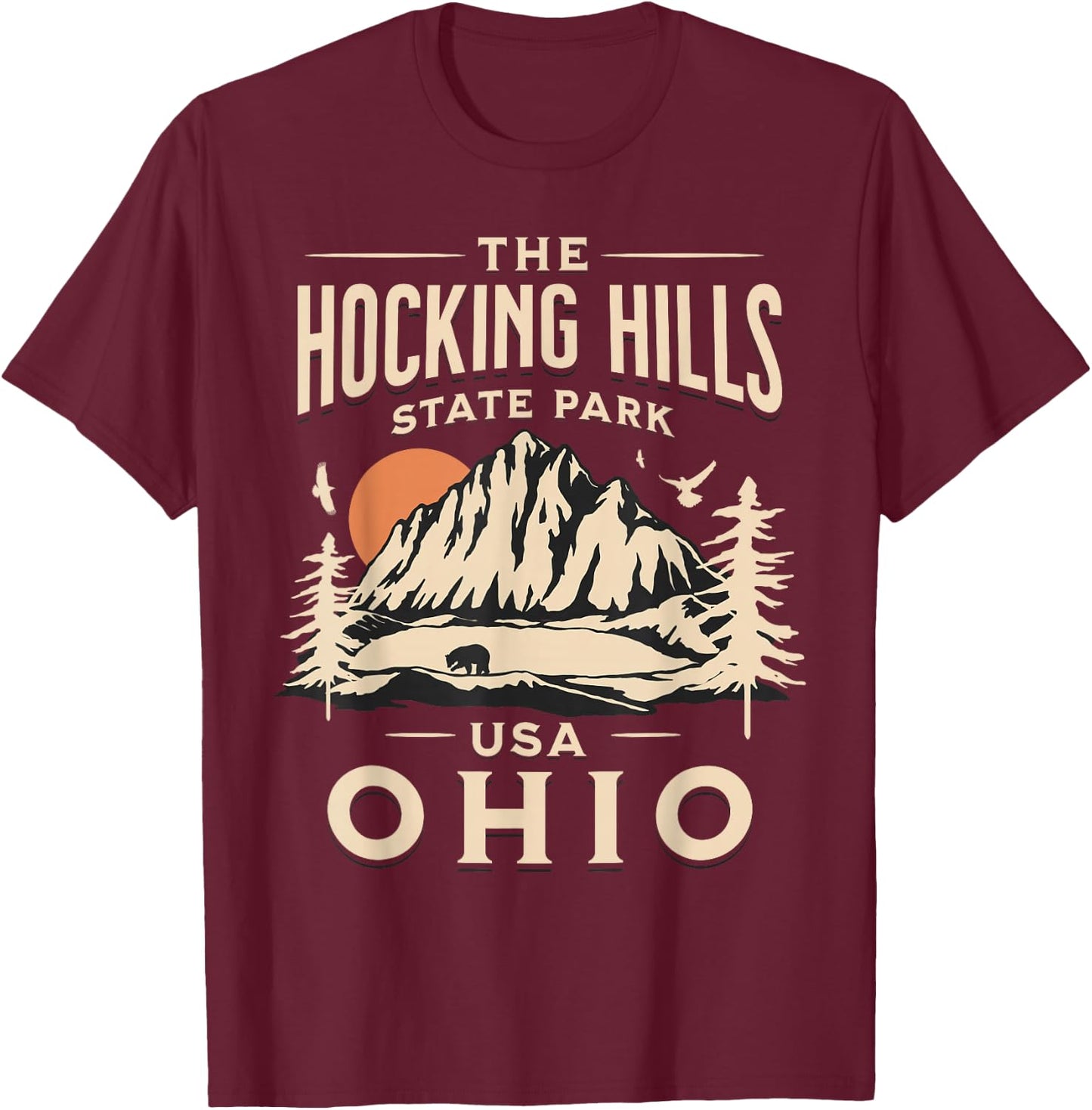 Hocking Hills Ohio Nature Hike Outdoors Vintage T-Shirt - T-Shirt | Maroon
