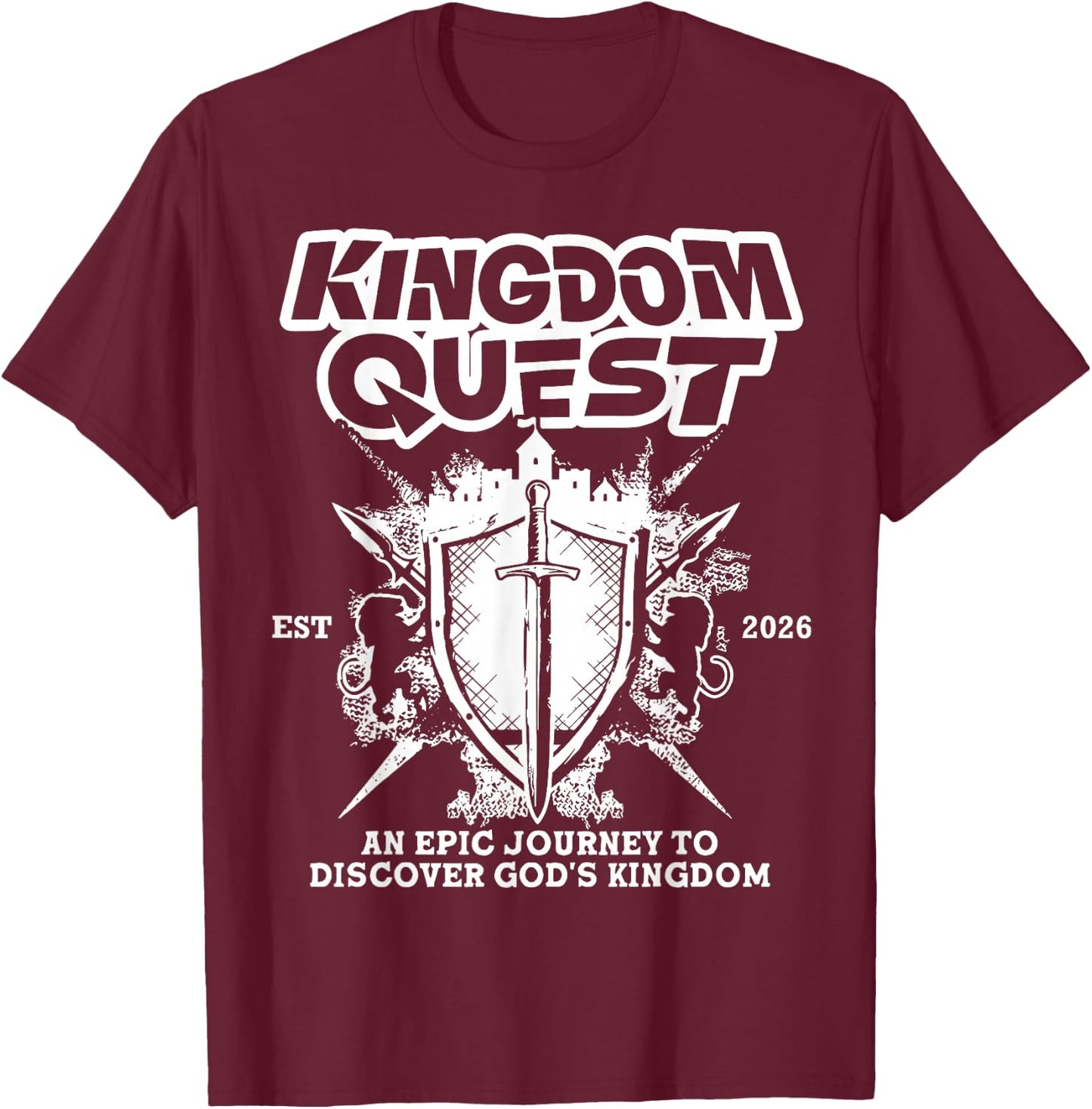 Kingdom Quest Vbs 2026 Vacation Bible School Church Camp T-Shirt - T-Shirt | Maroon