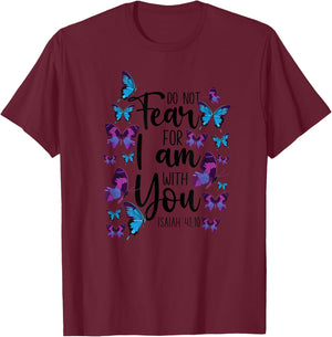 Christian Bible Verse Quote Butterfly Isaiah 41:10 T-Shirt - T-Shirt | Maroon