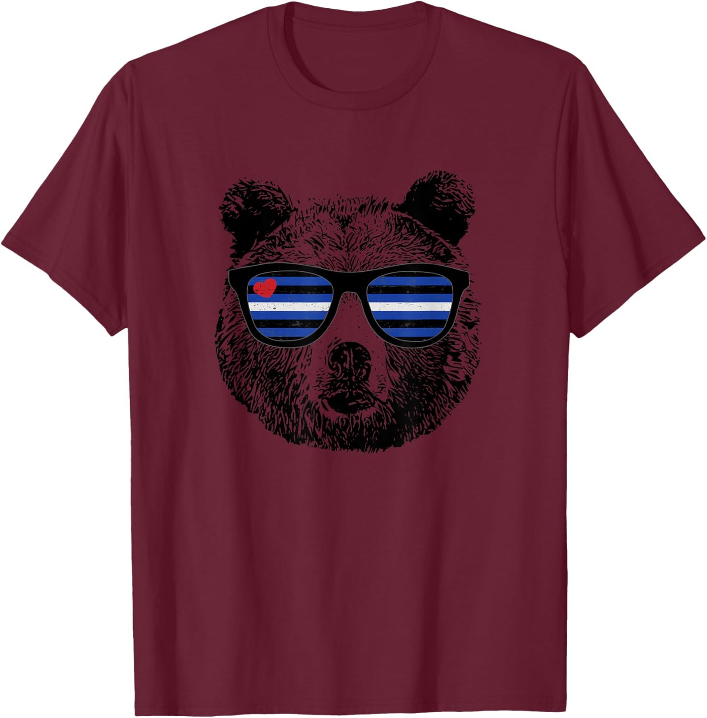 Gay Bear Leather Pride Flag Colors Distressed T-Shirt - T-Shirt | Maroon