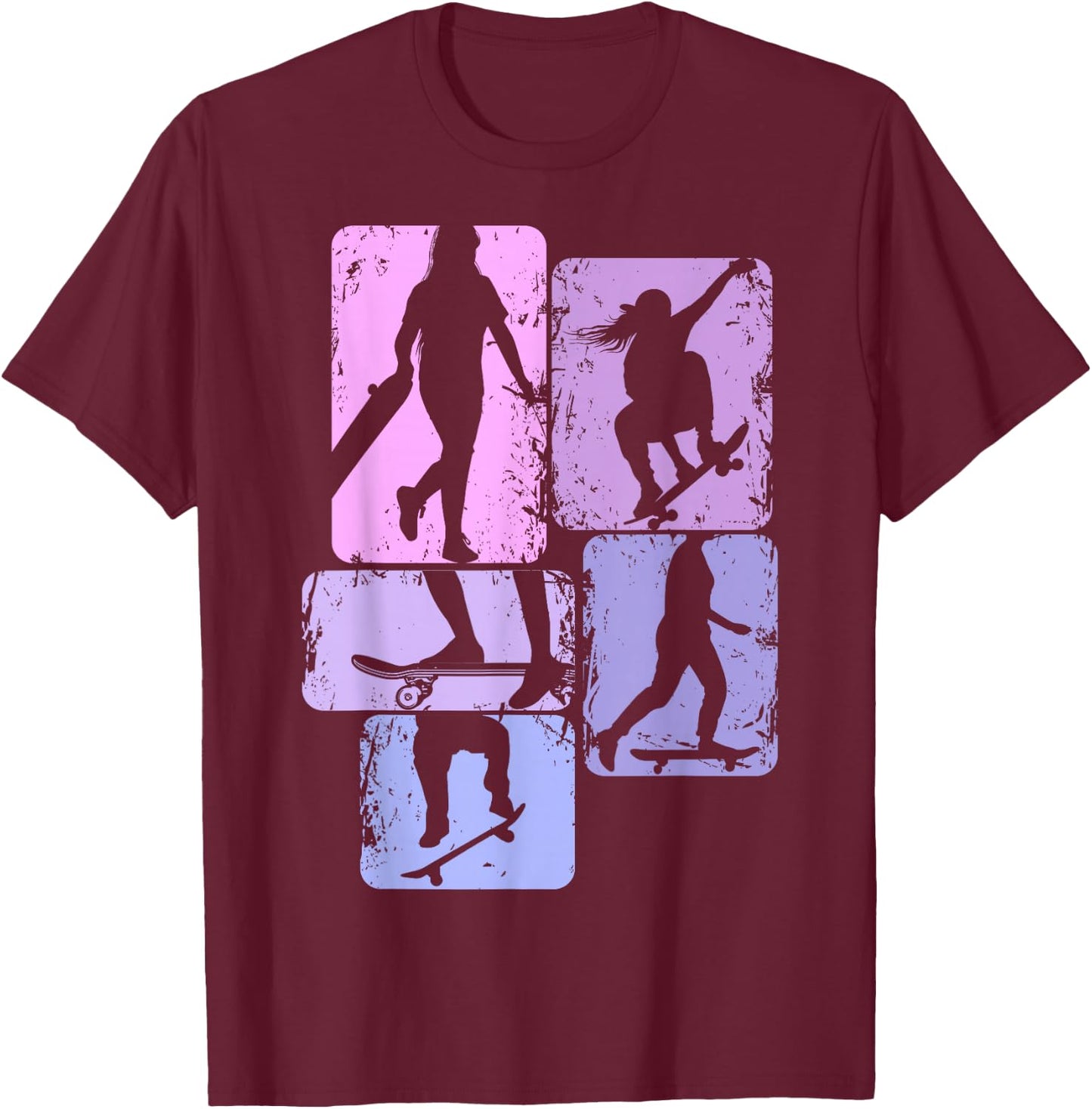 Skateboard Girl's Skater Girl Skateboard Children T-Shirt - T-Shirt | Maroon