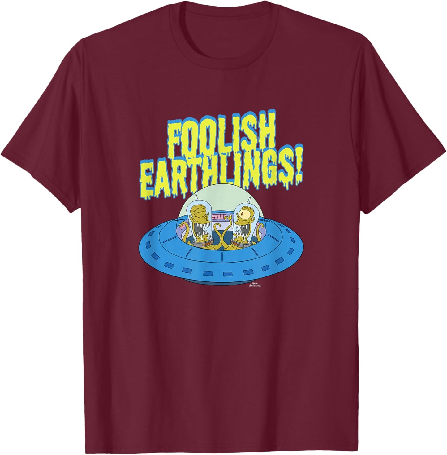 The Simpsons Kang & Kodos Foolish Earthlings T-Shirt - T-Shirt | Maroon