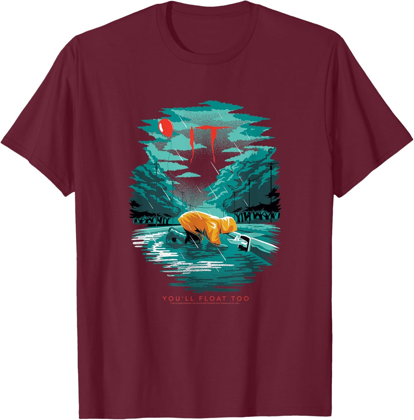 IT Georgie Illustration T-Shirt - T-Shirt | Maroon