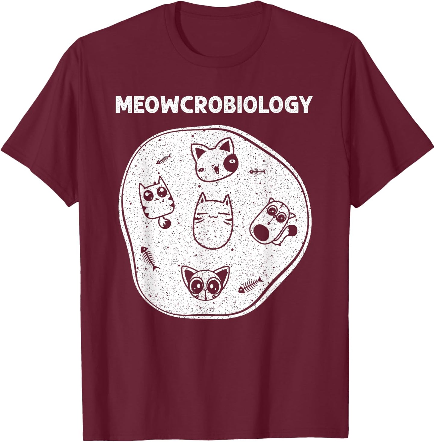 Funny Science Cat Designs Women Meow Microbiologists T-Shirt - T-Shirt | Maroon