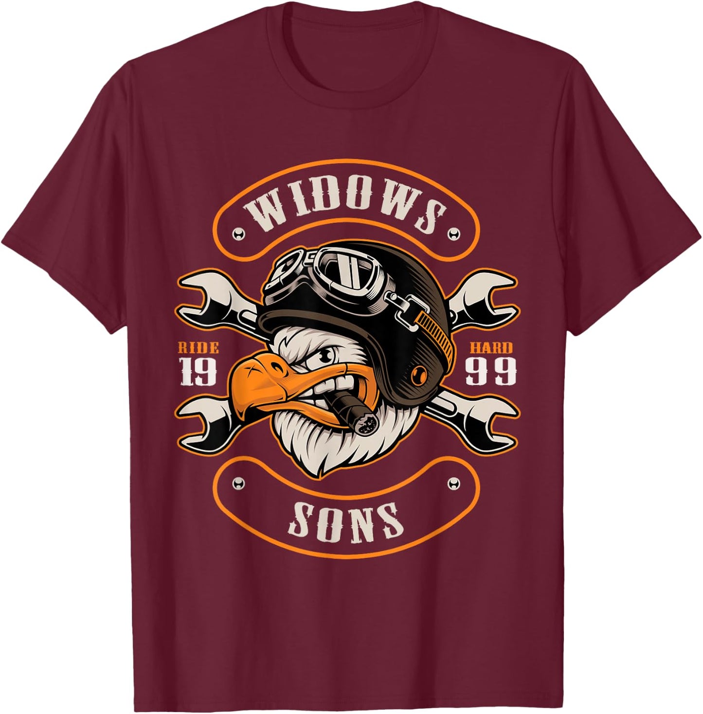 Smokin' Eagle Widows Sons Masonic T-Shirt - T-Shirt | Maroon
