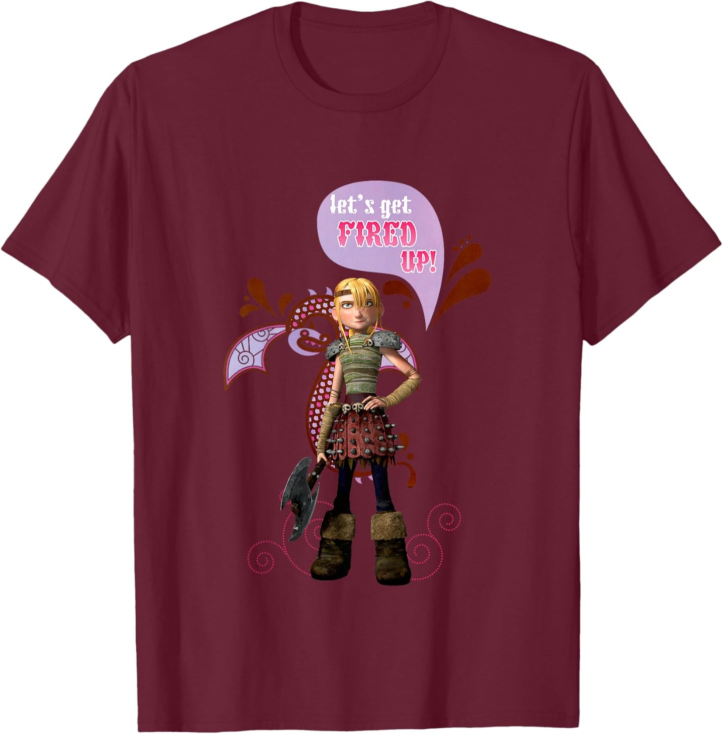 DreamWorks' Dragons: Let's Get Fired Up! Astrid T-Shirt - T-Shirt | Maroon